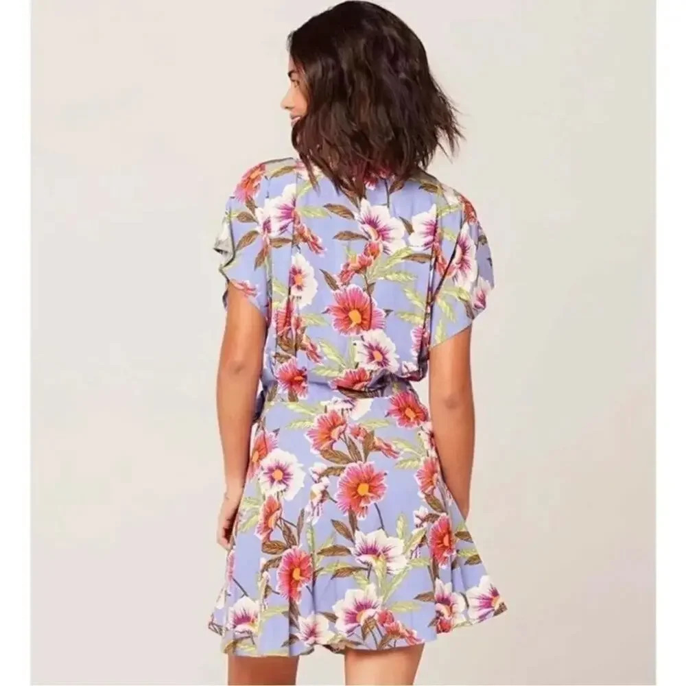 L*space Beachy Vibrant Floral‎ Wrap Dress Cover Up Women Small Bohemian Vacation - Picture 4 of 11
